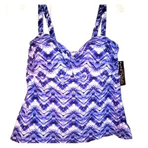 Catalina Tankini Top Missy Plus 2X BLUE NWT NEW